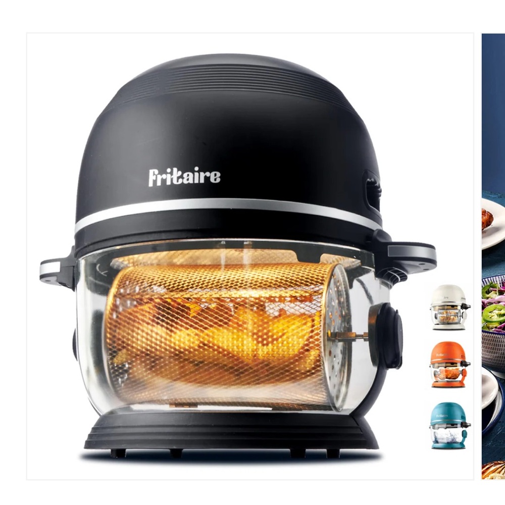 Black Air Fryer with Glass Bowl